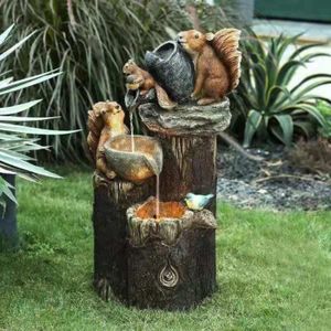 FONTAINE DE JARDIN STATUE,squirrel--Fontaine de jardin en résine à én