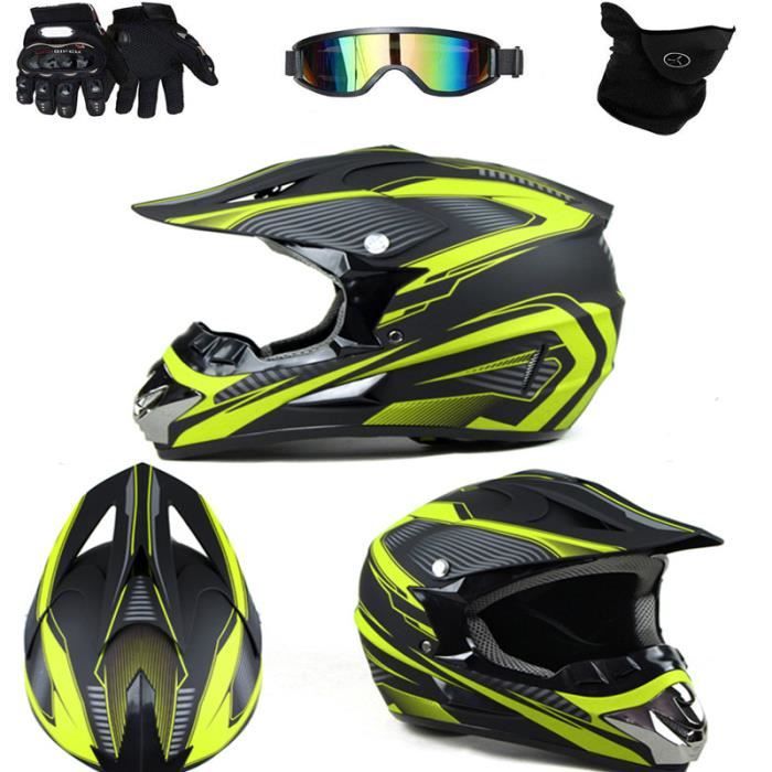 RUMOCOVO® Casque de moto cross avec lunettes gants masque, casque intégral  casque cross enfants, unisexe vélo descente hors route