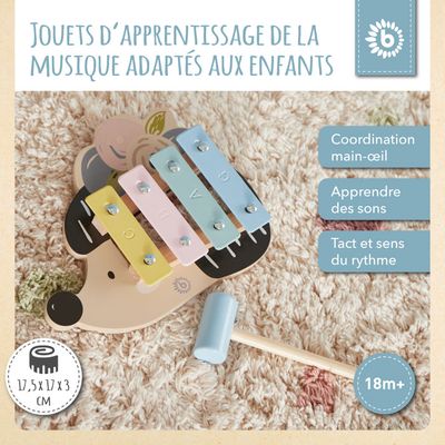 Bieco Xylophone pour Enfants en Forme de cerf - Instrument de Musique pour Enfants à partir de 1 an Jouet Musical pour bébé Carillon pour Enfants avec