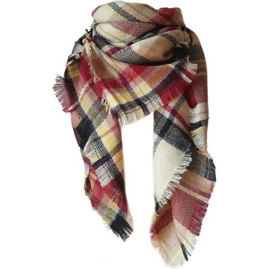 Etole, châle, plaid jaune moutarde en cachemire, laine et viscose