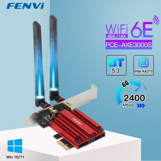 Carte WiFi 6E PCIe 4200 Mbps Triple Bande - Avec Bluetooth 5.2 Pour PC Bureau, Faible Latence