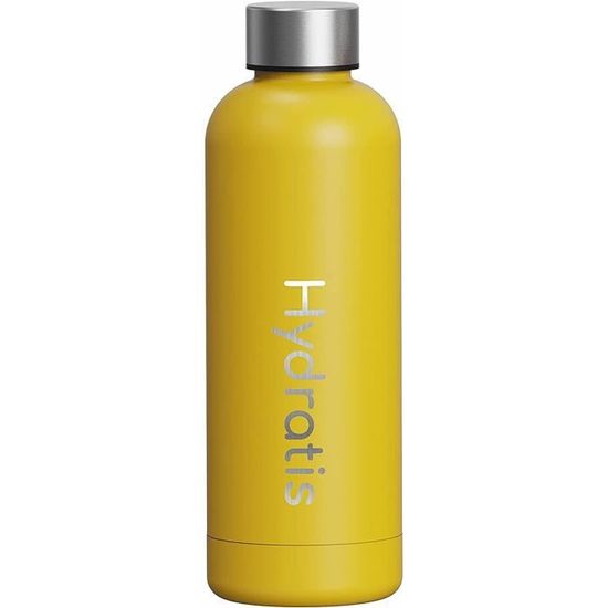 Gourde Sport Gourde Isotherme Active Qwetch 600ml - 24h Froid / 12h Chaud - Inox Recyclé Avec Anse - Design Citron Bouteille Inox 600ml 24h Froid