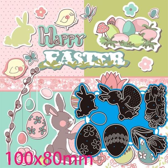 Dies De Découpe Pâques - 10 Pièces - Lapin, Poussin, Carotte, œufs... Pour Scrapbooking DIY