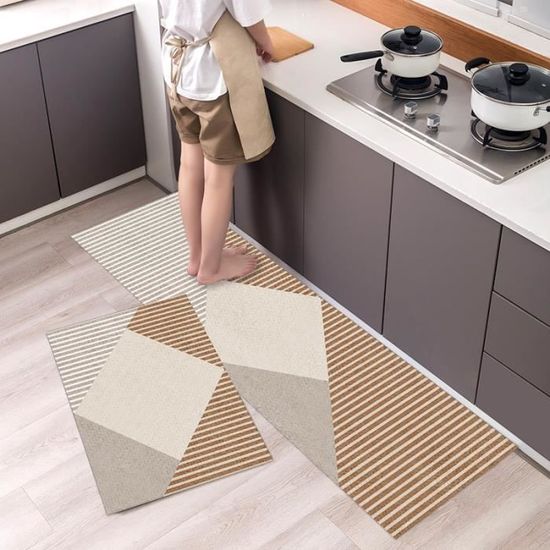 Tapis De Cuisine Antidérapant DEXI - 44x150 Cm | Marron, Lavable Et Antifatigue | Protection Sol Cuisine