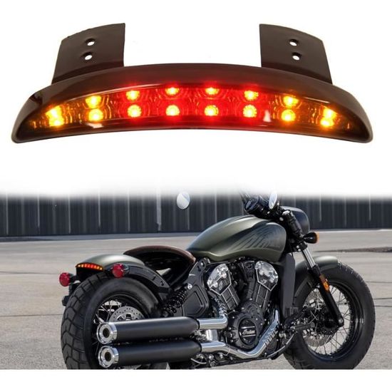Feu Arrière Moto LED 8 LED Rouge/Noir – Clignotants Intégrés Frein Stop Plaque – Compatible Harley Sportster XL883N XL1200 Forty-Eight