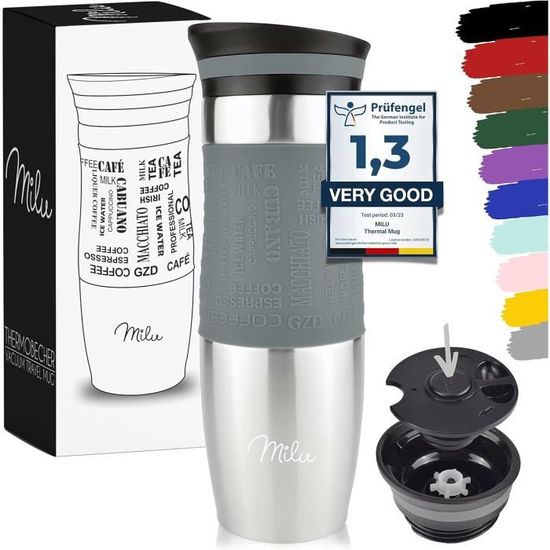 XIAPIA 2pcs Réutilisable Mug Isotherme Etanche 400mL Thermos Café-Thé XIAPIA 2pcs Réutilisable Mug Isotherme Etanche 400mL Thermos Café-Thé