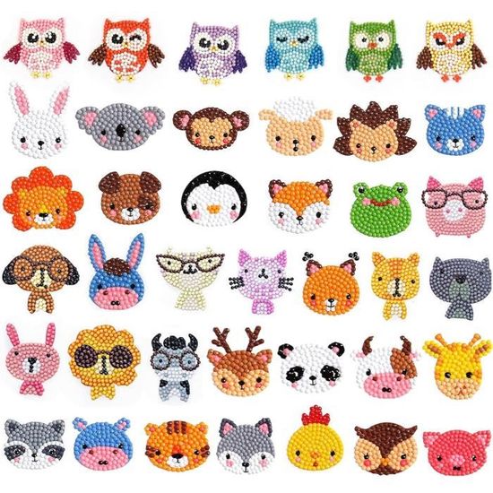 Kit Peinture Diamant Enfant CHYEEH - 12 Motifs Animaux DIY - Loisir Créatif 7D Pour Enfants Et Débutants