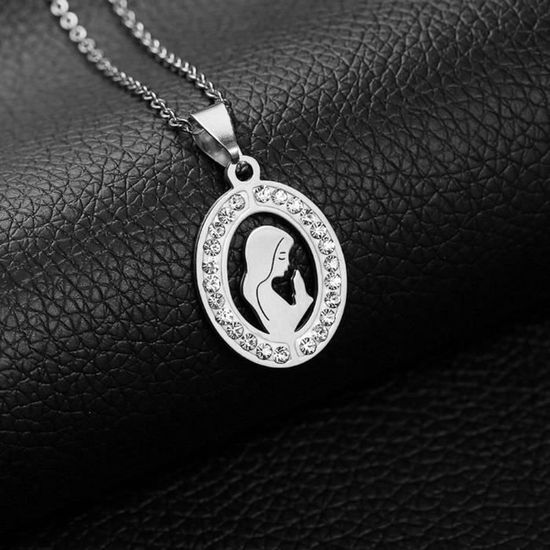 Pendentif En Argent Massif (sterling) Vierge Marie - Bijou Religieux Occasion - Argenté