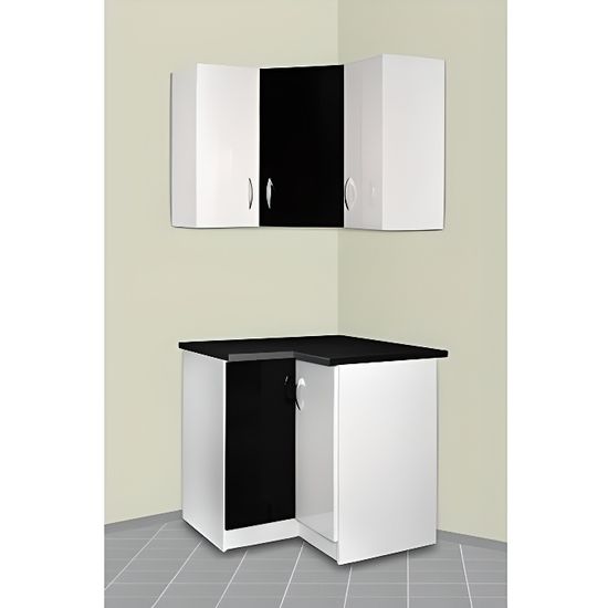 Meuble Cuisine D Angle Haut Et Bas Oxane Gris Cdiscount Maison