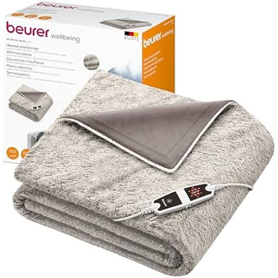 Couverture Chauffante Beurer Stockholm - 180x130 Cm, 6 Niveaux De Chaleur, Lavable Machine, Ultra Douce