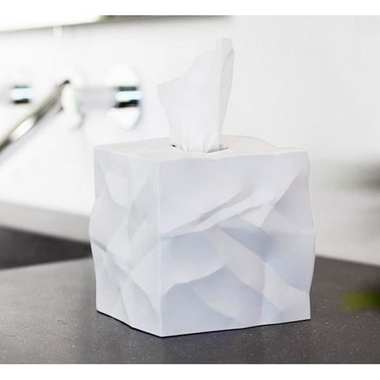 Boîte à Mouchoirs Décorative En Résine - Design Cubique Moderne Avec Fond Coulissant, Finition Marbre Blanc