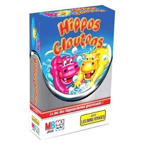Hasbro Gaming Jeu Hippos gloutons édition Voyage, jeu portable pour 2 joueurs, jeu de voyage pour enfants dès 4 ans, inclut 2 hippopotames gobe- billes (version néerlandaise