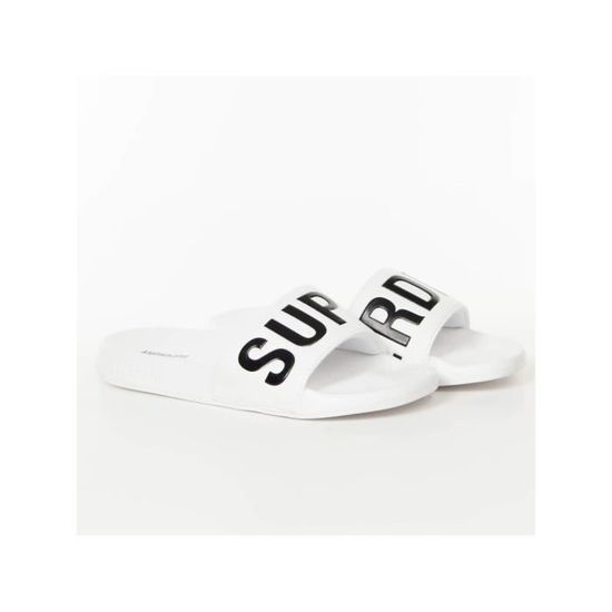 Claquette Homme Superdry Classic big logo Blanc Caoutchouc Blanc