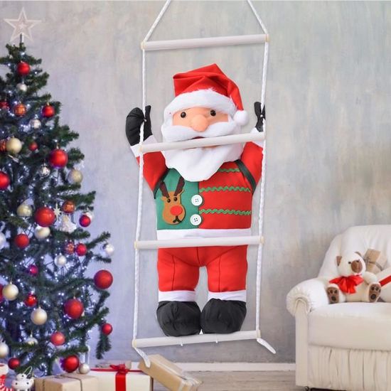 Feeric Lights Christmas Grimpeur Père Noël + Échelle H120cm - Décoration Lumineuse Festive