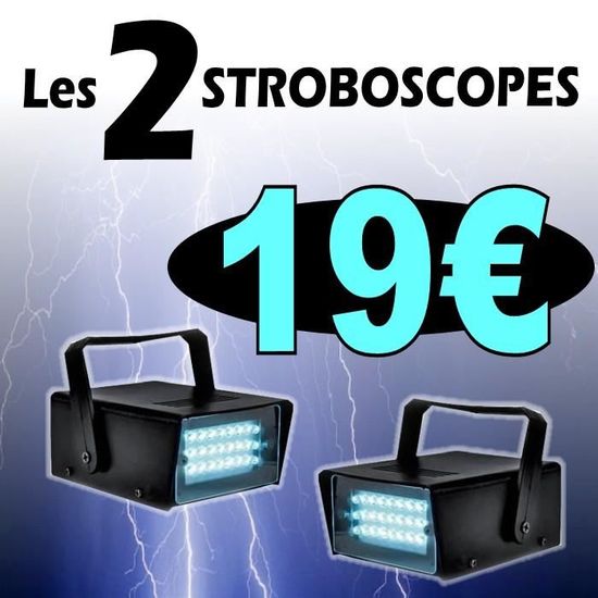2 JEUX DE LUMIERE PACK de 2 STROBOSCOPES STRROBE20LED BAR CLUB DISCO SOIREE PA DJ SONO LIGHT