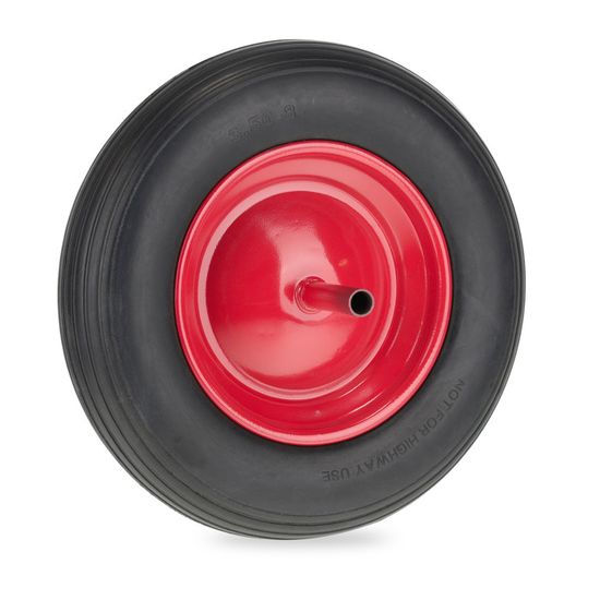 Pneu Brouette Polyuréthane Solide 3.50-8 - Anti-crevaison - Kit De Montage Inclu (Boulon 120mm, Manchon, Écrou) - Pour Diable, Chariot