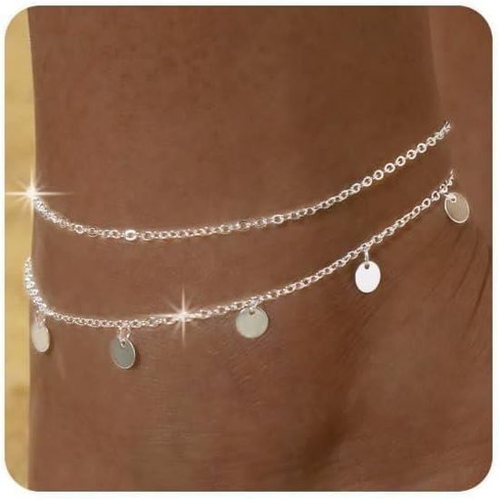 Bracelet de cheville élégant avec cœur en argent