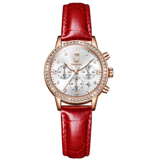 Montre Bracelet Femme élégante Avec Bracelet Rouge - Neuve Avec étiquettes
