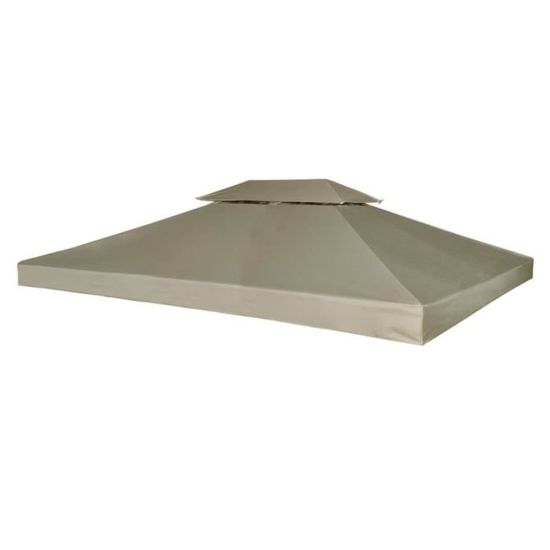 Rechange Tonnelle 3x3 Toile De Rechange Gazebo KOEM Eden 3x3m - Polyester 180g/m², Beige, Airvent Bâche Polyester Gazebo