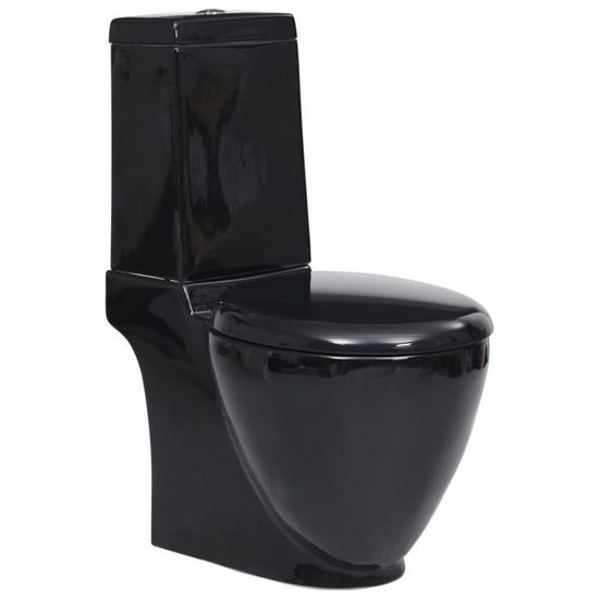 Toilette en ceramique noire VIDAXL Ecoulement d eau au fond A poser au sol 39 x 66 x 84 cm