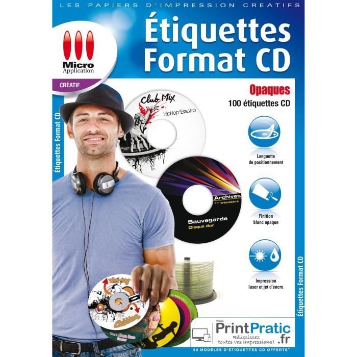 Étiquettes CD Opaques - 100 étiquettes mates - impression jet d'encre et laser