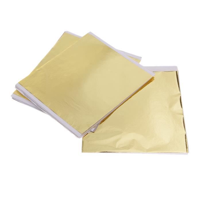 Paquet De 100 14x14cm Imitation Feuille D'or Feuille De Transfert Feuille De Dorure