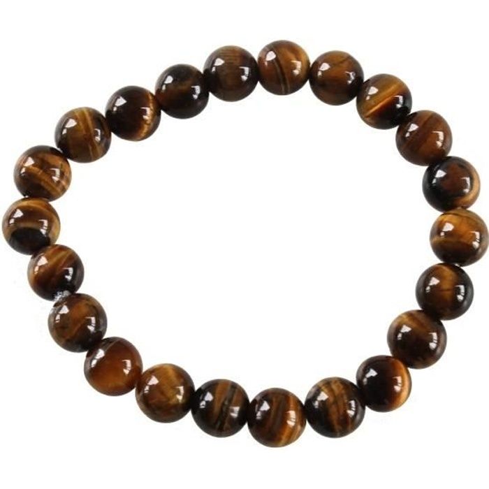 Bracelet Perles Rondes Oeil de Tigre - 8 mm