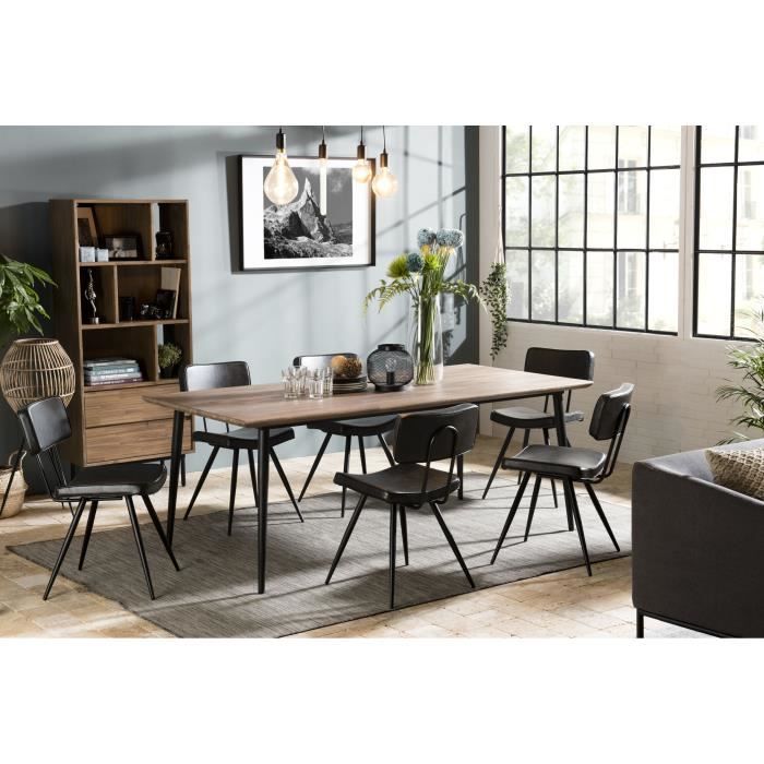 Table à manger bois 200x100cm Acacia pieds métal