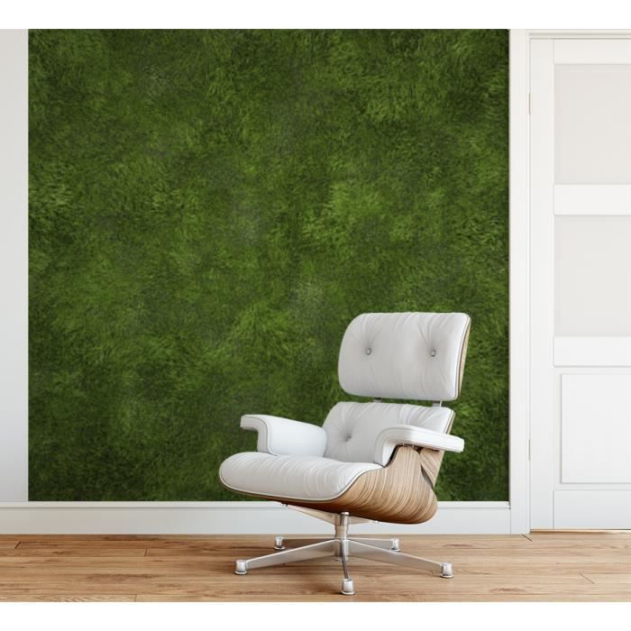 Papier peint finition satiné pré-encollé -Texture gazon vert- L, 274 x H, 270 cm