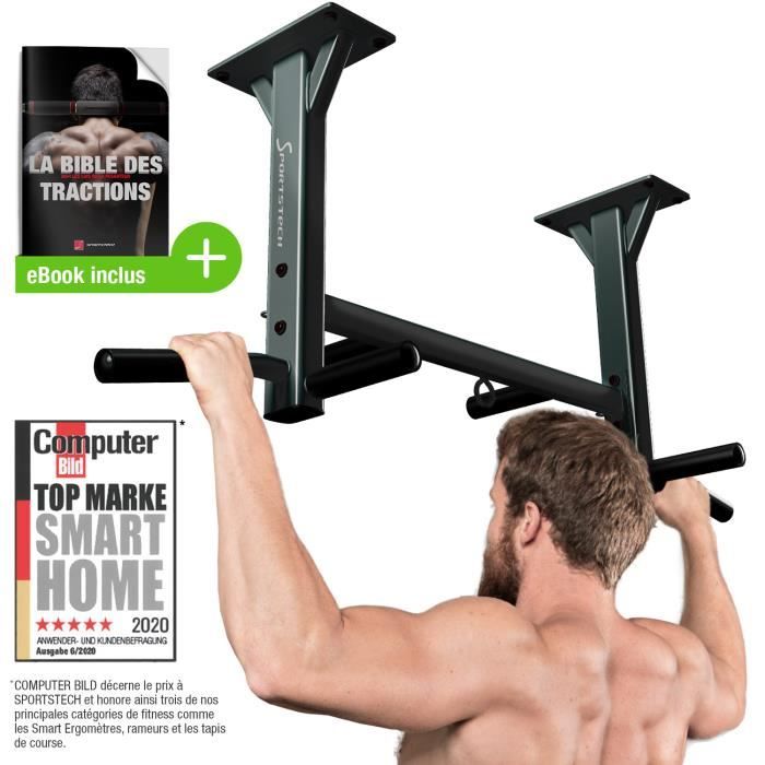 Barre de traction plafond KS400 rembourrage solide 300 kg cheville fixation incluses tractions musculation Fitness elingues TRX boxe