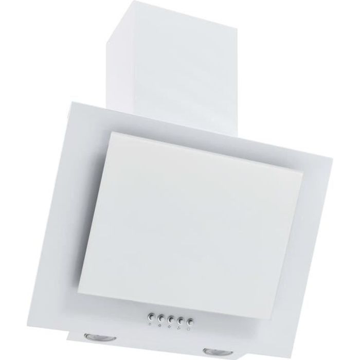 Hotte murale - Hotte aspirante 60 cm Acier inoxydable et verre trempé - Blanc