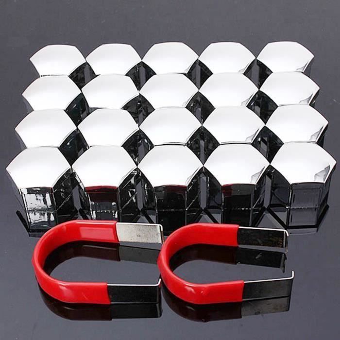 NEUFU 20Pcs 17mm Cache Écrou Bouchon Boulon Enjoliveur Roue Plastique Hexagone Auto Chrome Bi23796