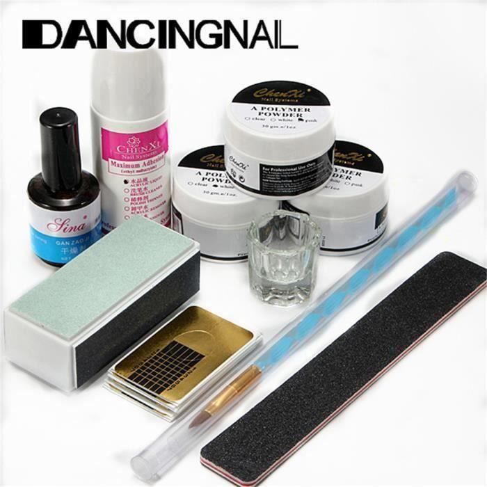 Manucure Set Acrylique Poudre Lime Liquide Pinceau Polissoir Ongle Gel UV la22742