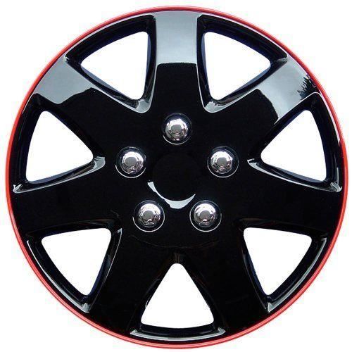 AutoStyle Michigan Lot d`enjoliveurs Noir brillant/jante rouge 15`, 4 pièces