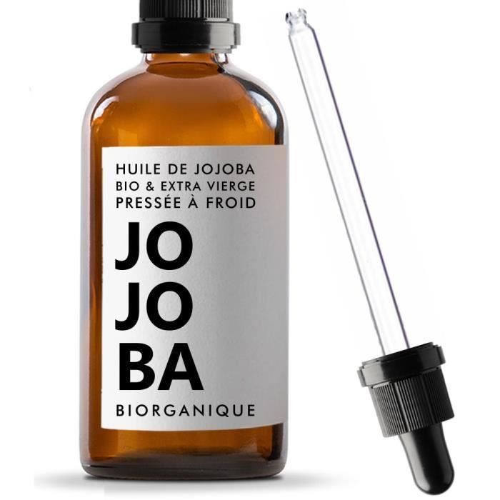 Huile de Jojoba BIO - 100 ml - 100% Bio et Pure - Pressée à froid - Soin pour Corps, Cheveux, Visage, Anti-âge