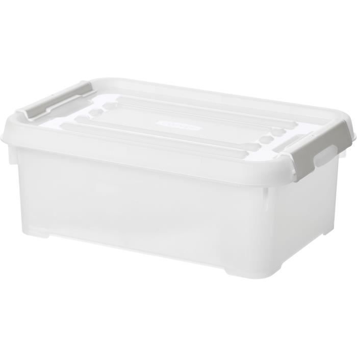 CURVER - Handy box - Plus 4L + clips gris avec couvercle 100% recyclée