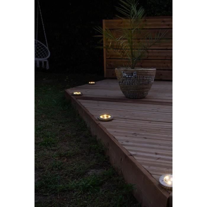 GALIX Lot de 3 spots encastrables à énergie solaire en inox