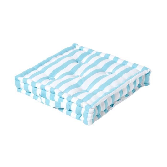 Coussin de sol Bleu - Grandes Rayures - 40 x 40 cm