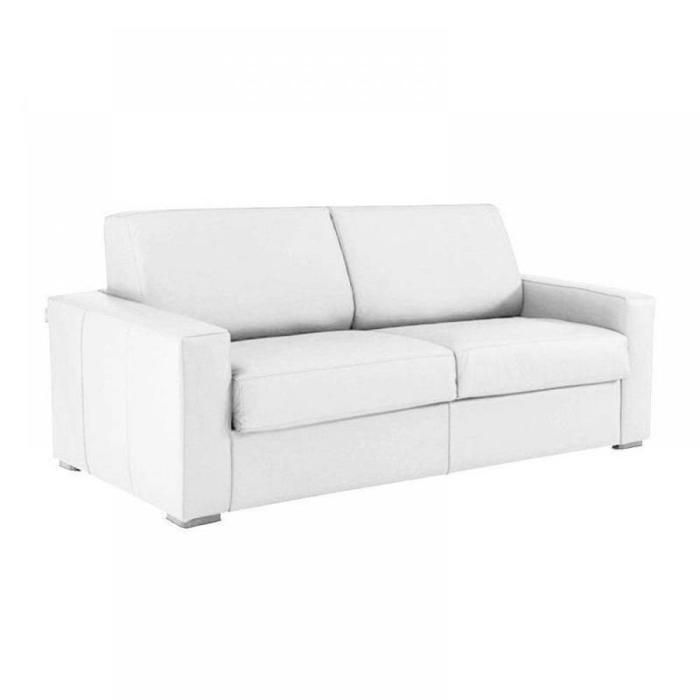 Canapé convertible EXPRESS 160cm DREAMER CUIR VACHETTE blanc,. matelas 16 cm blanc Cuir Inside75