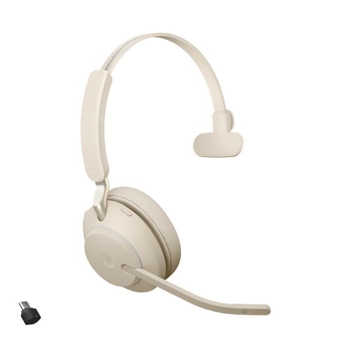 Casque Jabra Evolve2 65 - USB-C MS Teams Mono Beige