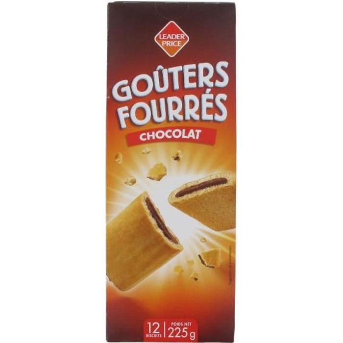 Biscuits goûters fourrés chocolat x12 - 225g