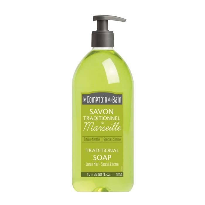 Le comptoir du Bain Savon Traditionnel de Marseille Citron-Menthe 1L