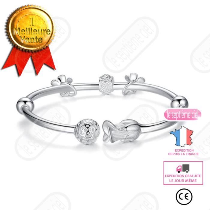 LSC® Mode coréenne créative bracelet en forme de rose bracelet à billes exquis bracelet ouvert cadeau de la Saint-Valentin