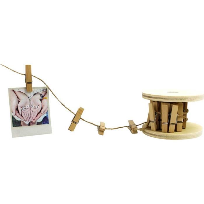 Pince à linge montée sur corde pour photo ou calendrier de l'avent - MegaCrea DIY Marron