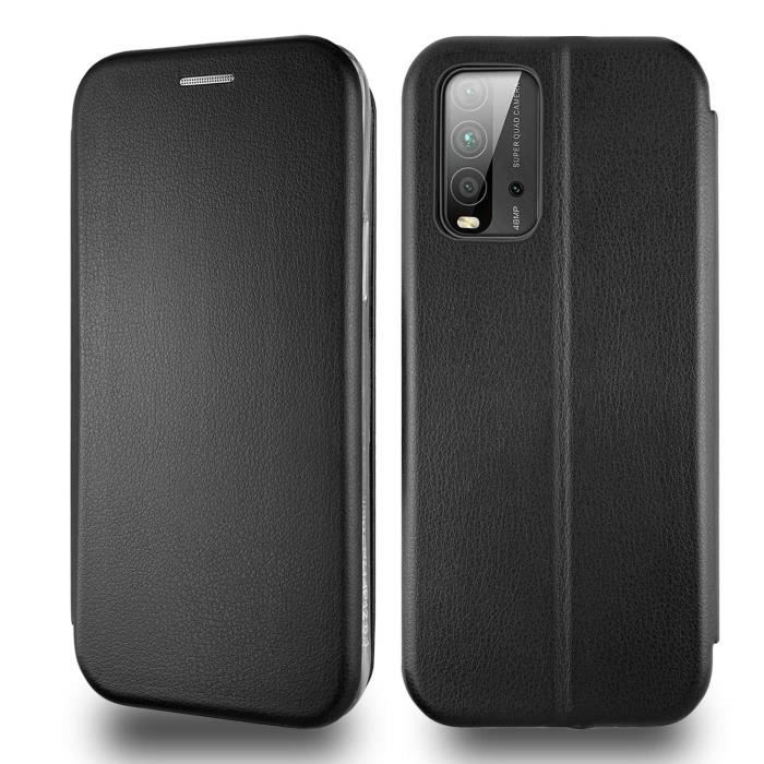 Coque Xiaomi Redmi 10C Noir , Housse Etui Pochette En Cuir PU Multifonction, Protection En 360