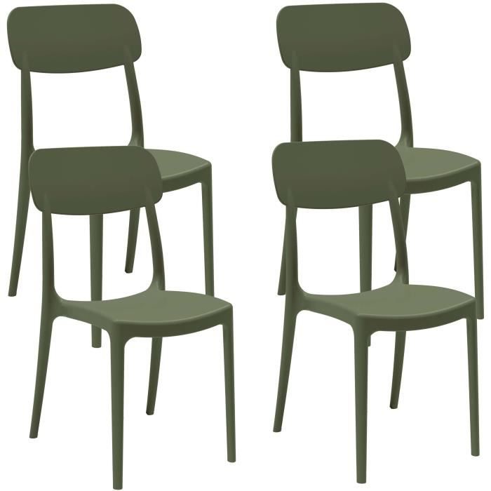 Lot de 4 chaises de jardin CALIPSO ARETA - 53 x 46 x H 88 cm - Olive