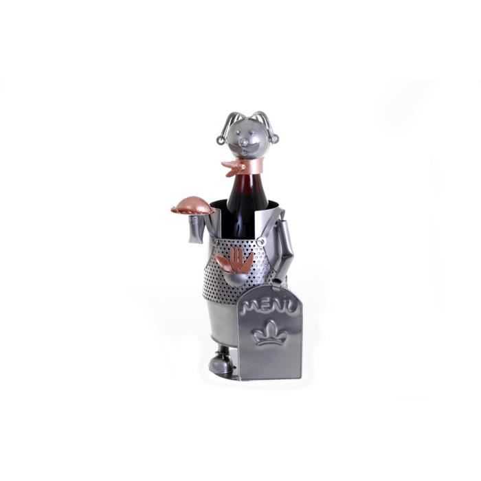 Porte bouteille design serveur Forgeron 15 x 15 x 26 cm Gris