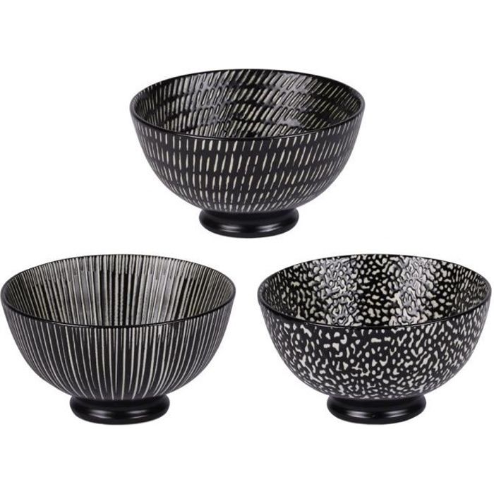 Bol en porcelaine noir - (Lot de 3) VOLCANO
