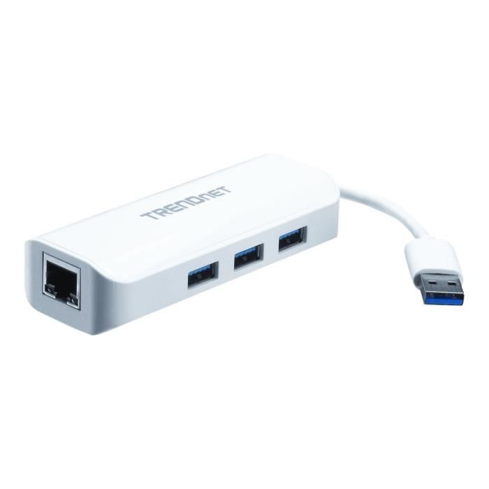 TRENDnet TU3-ETGH3 Adaptateur réseau USB 3.0 Gigabit Ethernet + USB 3.0 x 3