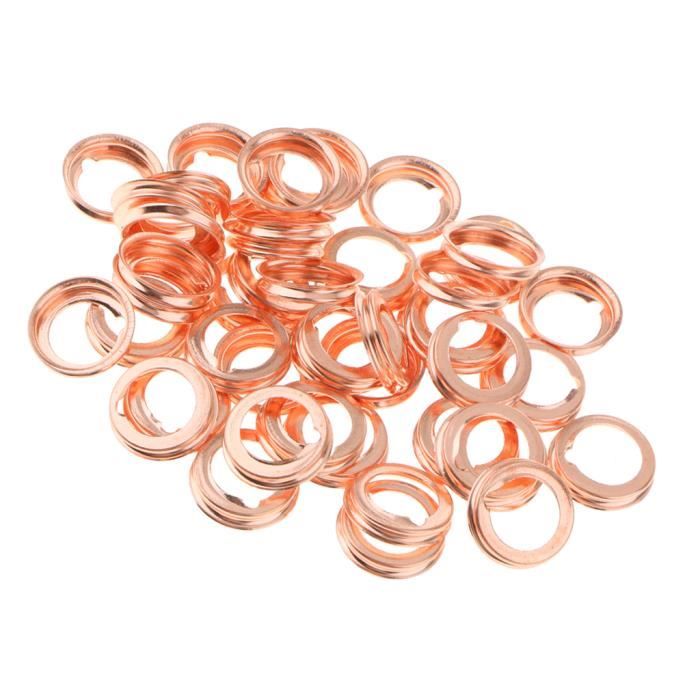 50 Pièces M12 Joints pour Bouchon de Vidange d'Huile en Métal Rondelle Kit Voiture